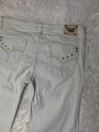 YMI Embroidered Y2K Flared Denim Jeans (Grösse-L)