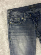 Embroidered Y2K Flared Denim Jeans (Grösse-M)