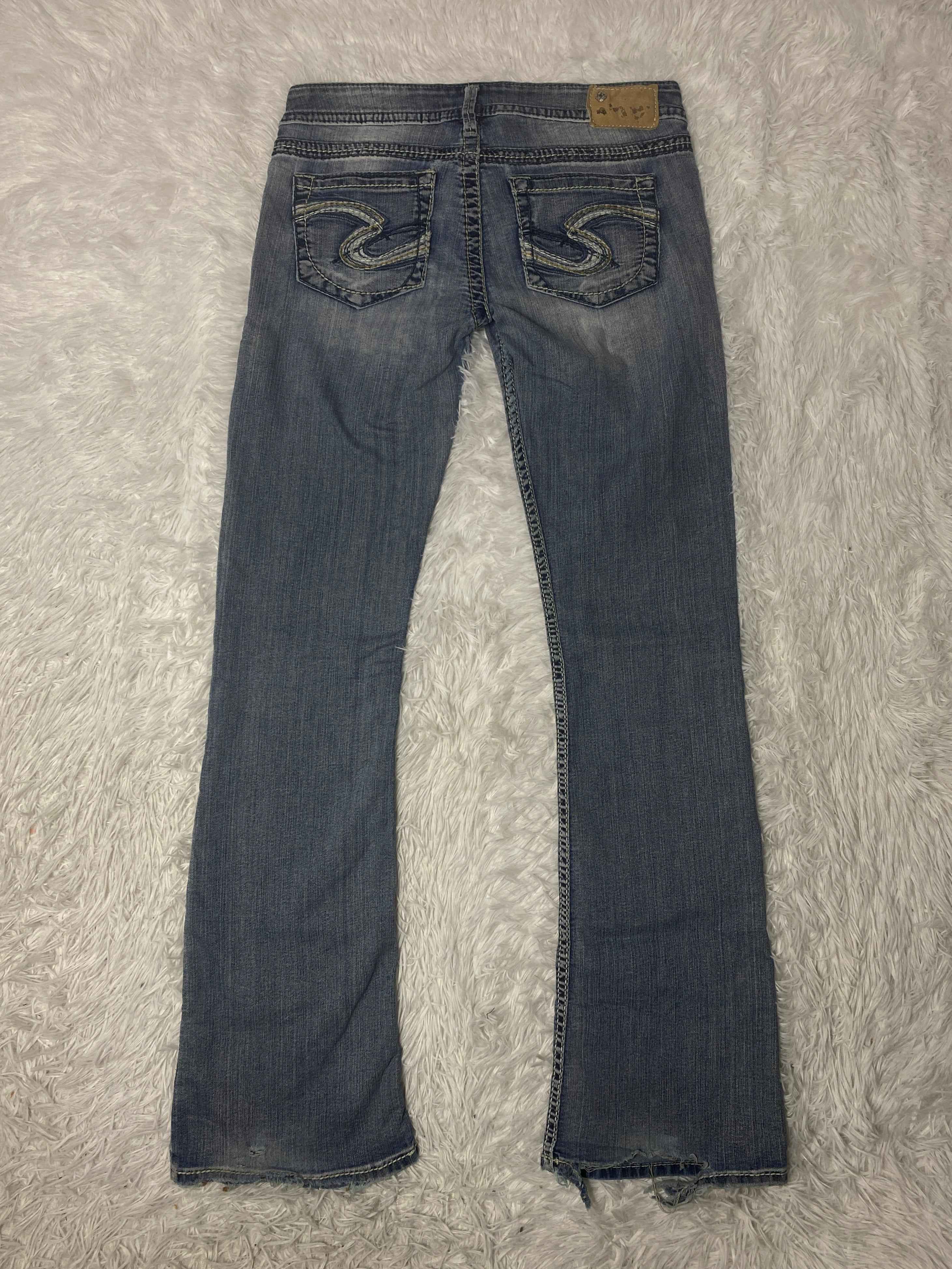 Embroidered Y2K Flared Denim Jeans (Grösse-M)