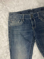 Vigoss Embroidered Y2K Flared Denim Jeans (Grösse-L)