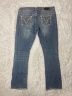 Vigoss Embroidered Y2K Flared Denim Jeans (Grösse-L)