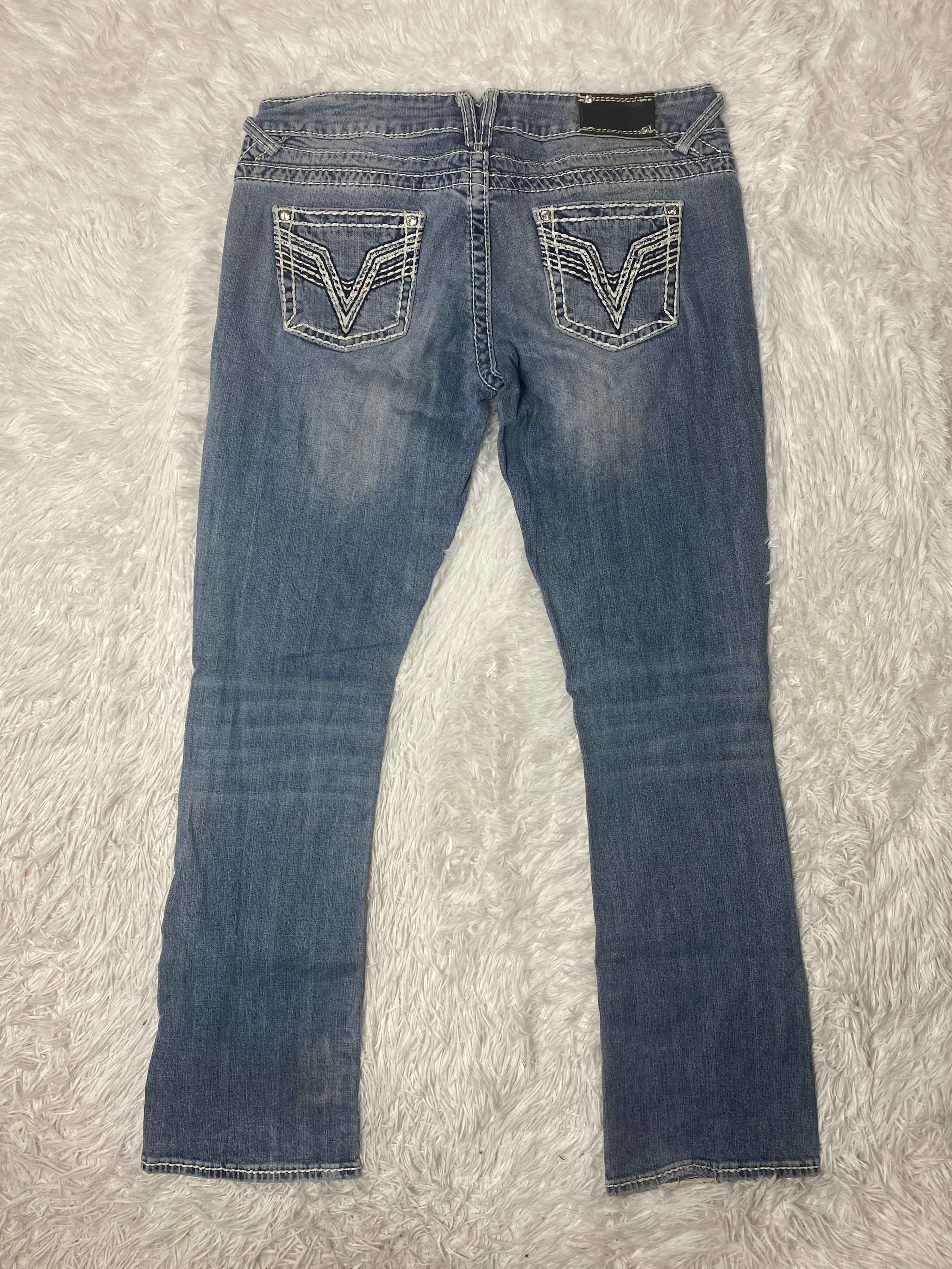 Vigoss Embroidered Y2K Flared Denim Jeans (Grösse-L)