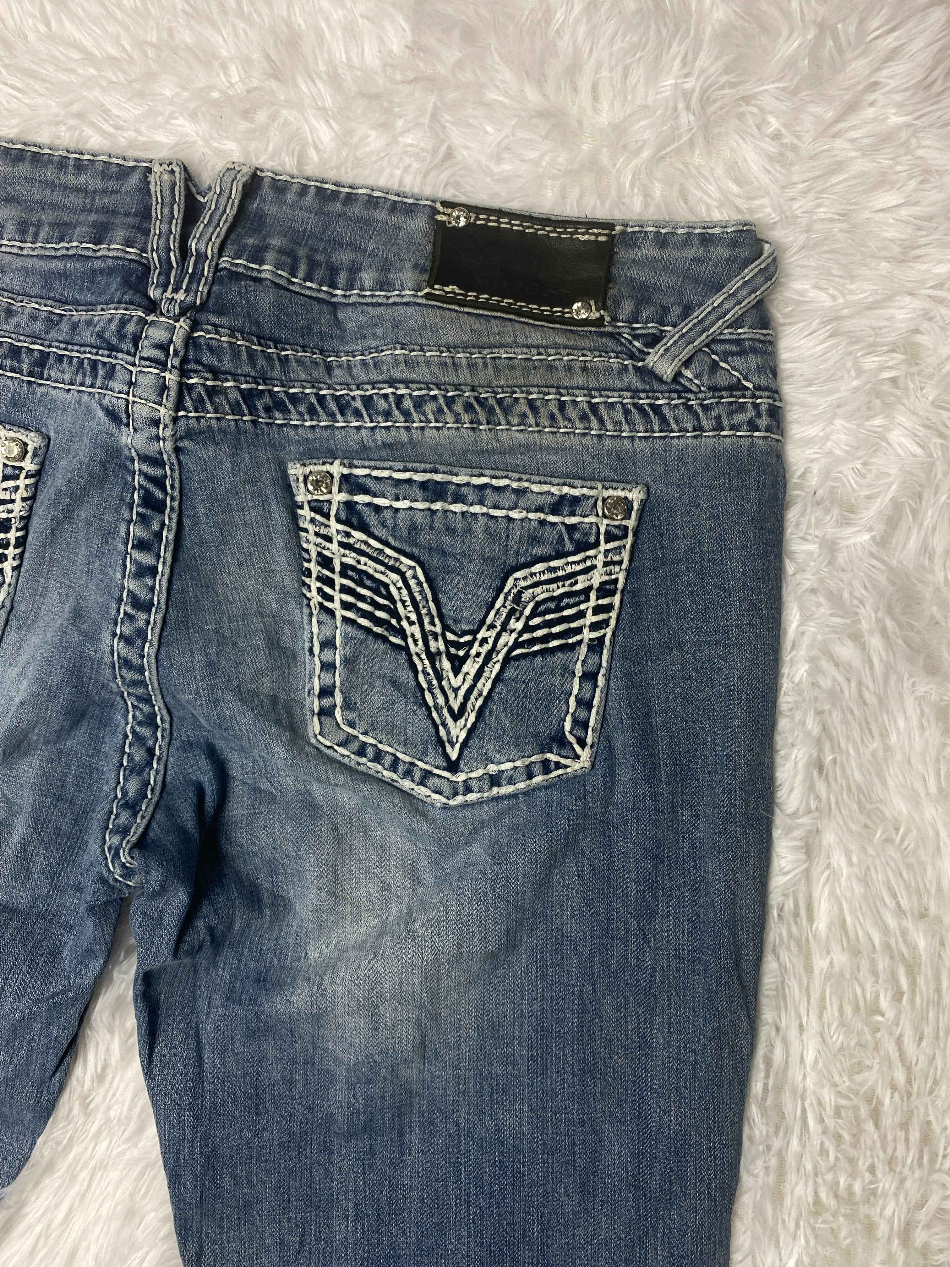 Vigoss Embroidered Y2K Flared Denim Jeans (Grösse-L)