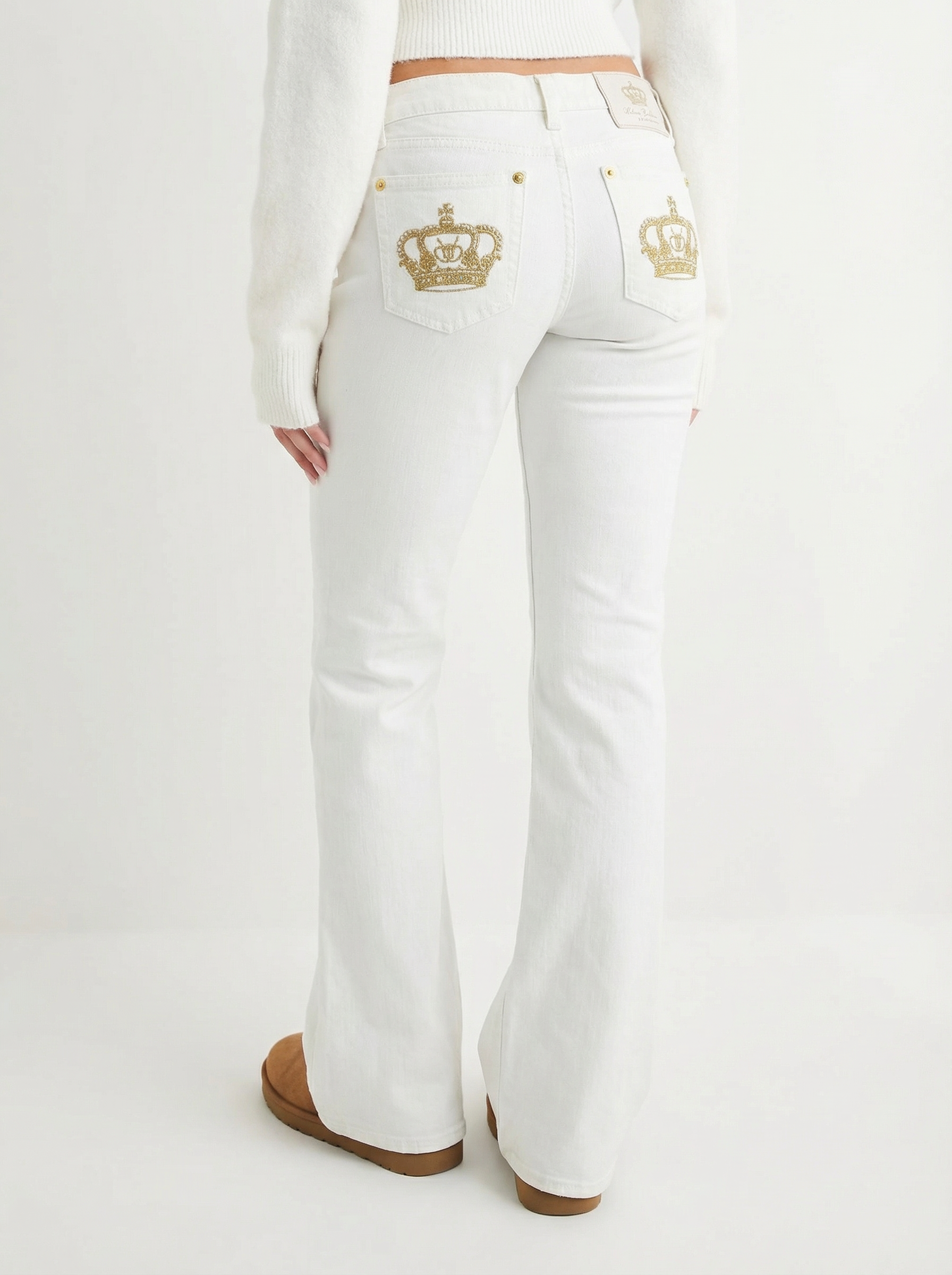 Victoria Beckham Embroidered Y2K Flared Denim Jeans (Grösse-M)