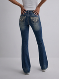 Embroidered Y2K Flared Denim Jeans (XXS) yv.vintage