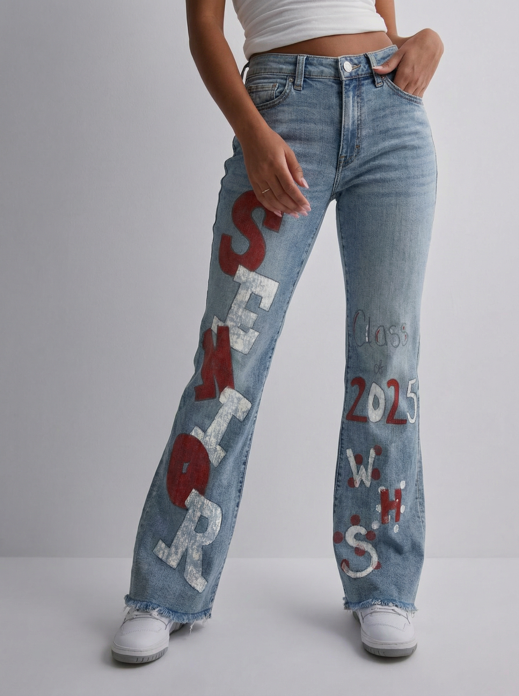 Petrol Embroidered Y2K Flared Denim Jeans (S) yv.vintage
