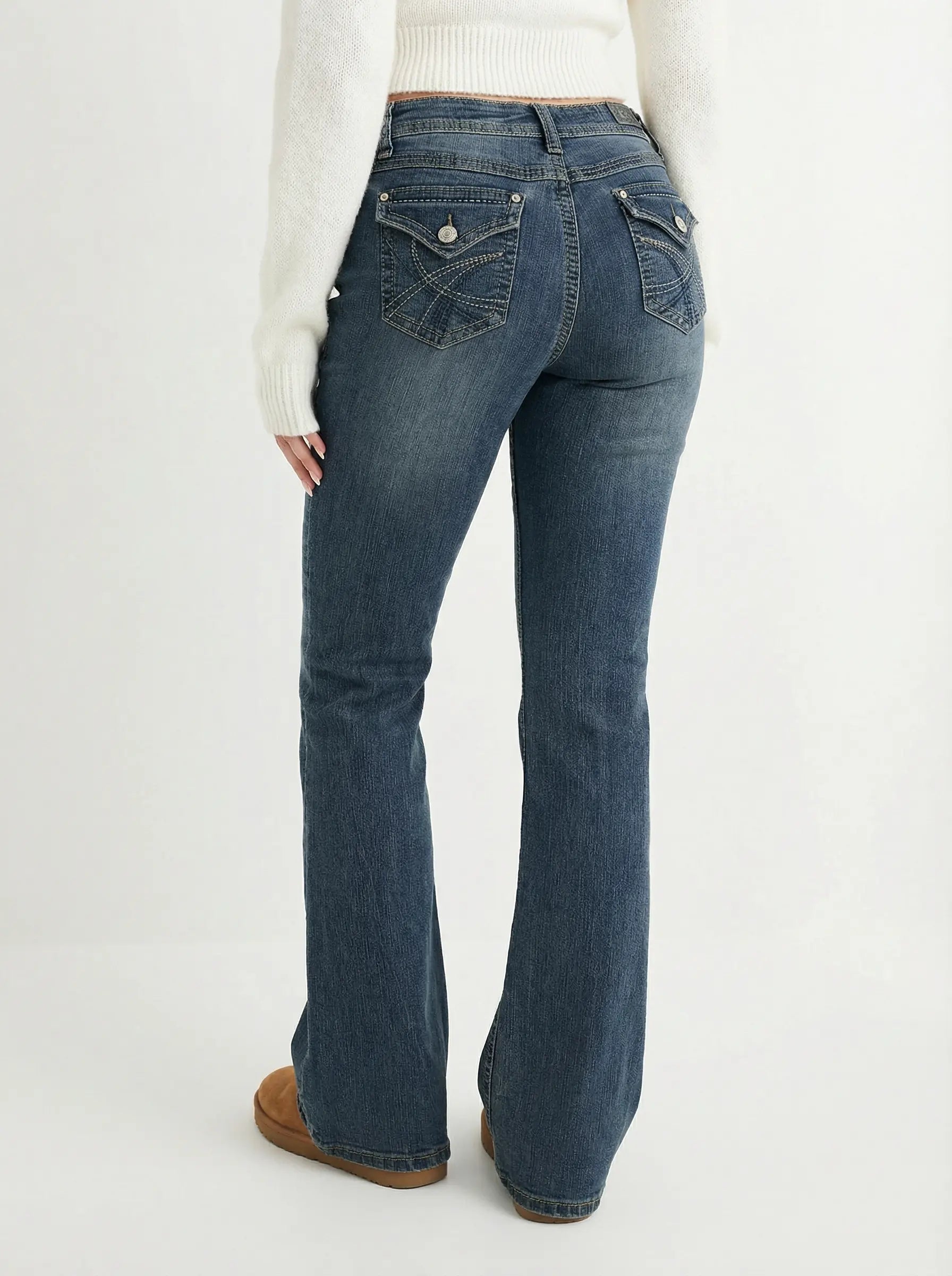 Embroidered Y2K Flared Denim Jeans (S) yv.vintage