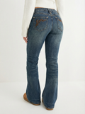 Embroidered Y2K Flared Denim Jeans (M)