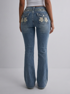 Embroidered Y2K Flared Denim Jeans (M)