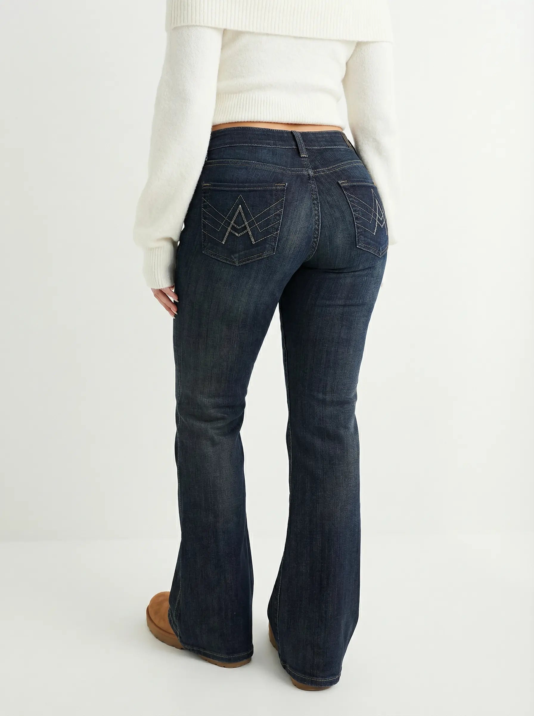 Embroidered Y2K Flared Denim Jeans (S) yv.vintage