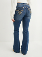 Embroidered Y2K Flared Denim Jeans (M)