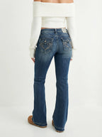 Embroidered Y2K Flared Denim Jeans (S) yv.vintage