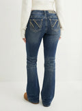 Embroidered Y2K Flared Denim Jeans (S) yv.vintage