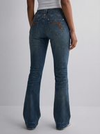 Embroidered Y2K Flared Denim Jeans (XS)
