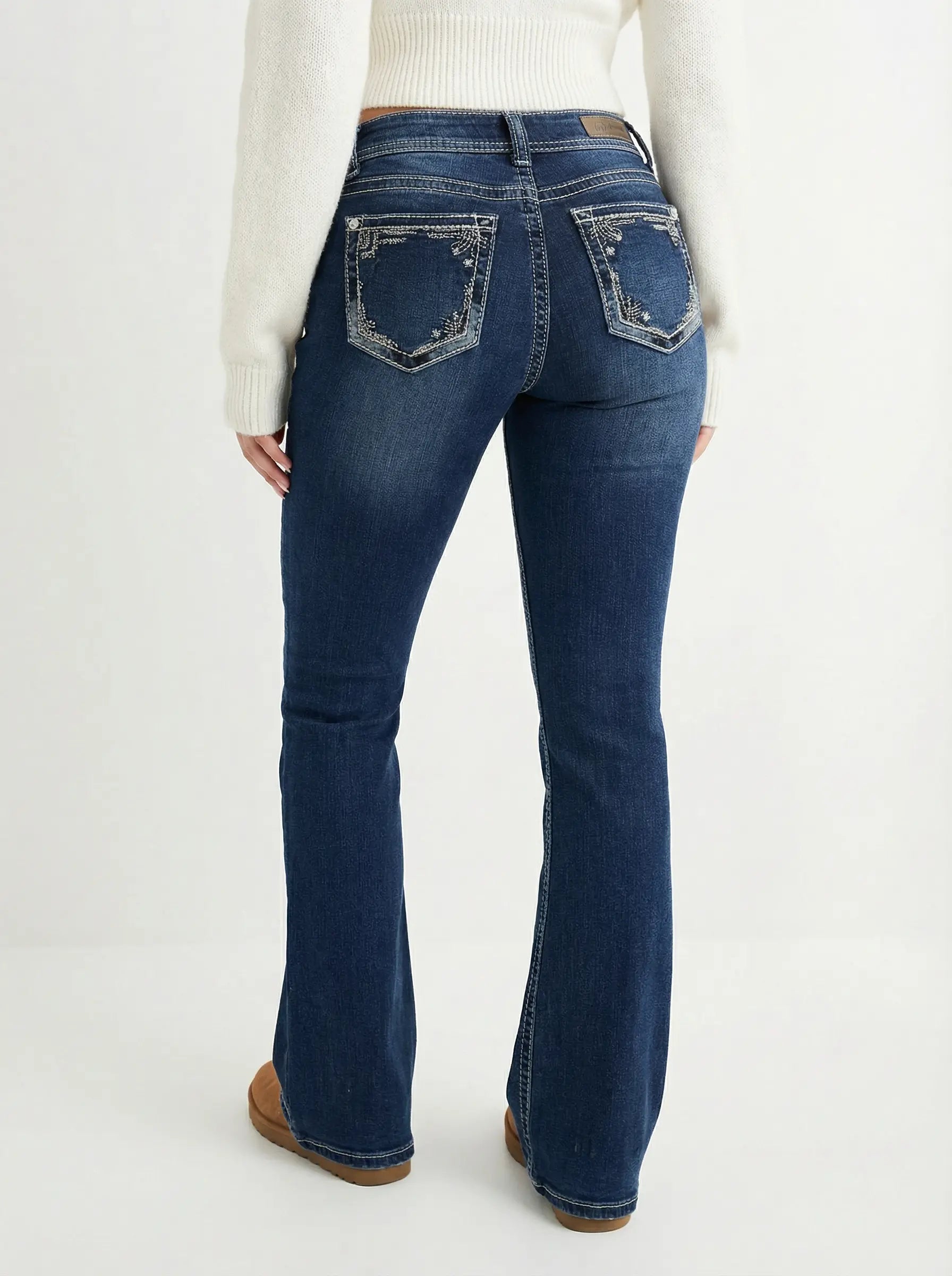 Embroidered Y2K Flared Denim Jeans (XS) yv.vintage