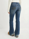 Embroidered Y2K Flared Denim Jeans (S) yv.vintage